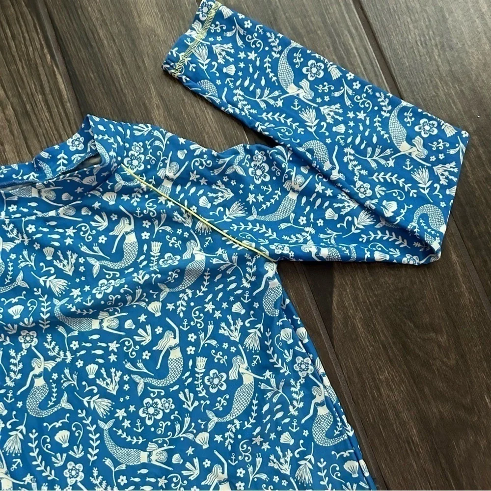 Mini Boden Blue Mermaid Swim Rashguard Girl’s Sz 13-14 Yrs